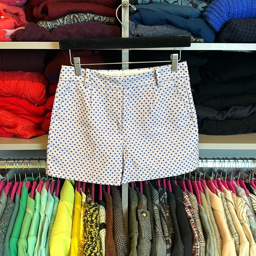 J Crew lavender with blue polka dots print shorts size 0​